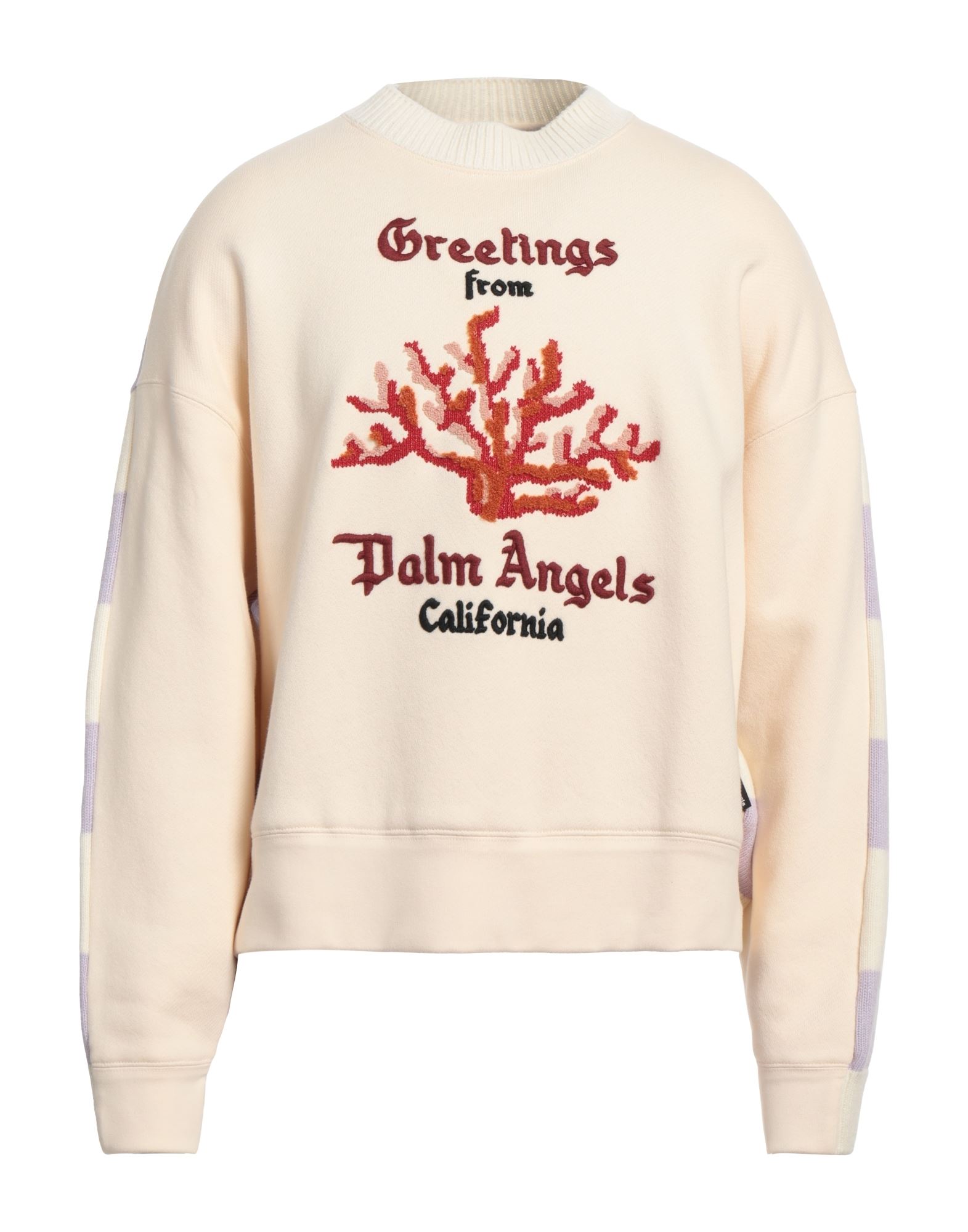 Shop Palm Angels Man Sweater Cream Size Xl Cotton In White
