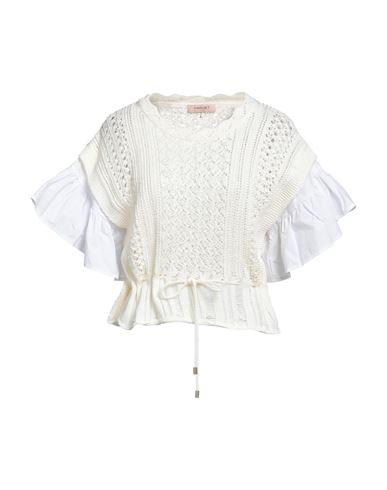 Twinset Woman Sweater Ivory Size M Cotton In Multi