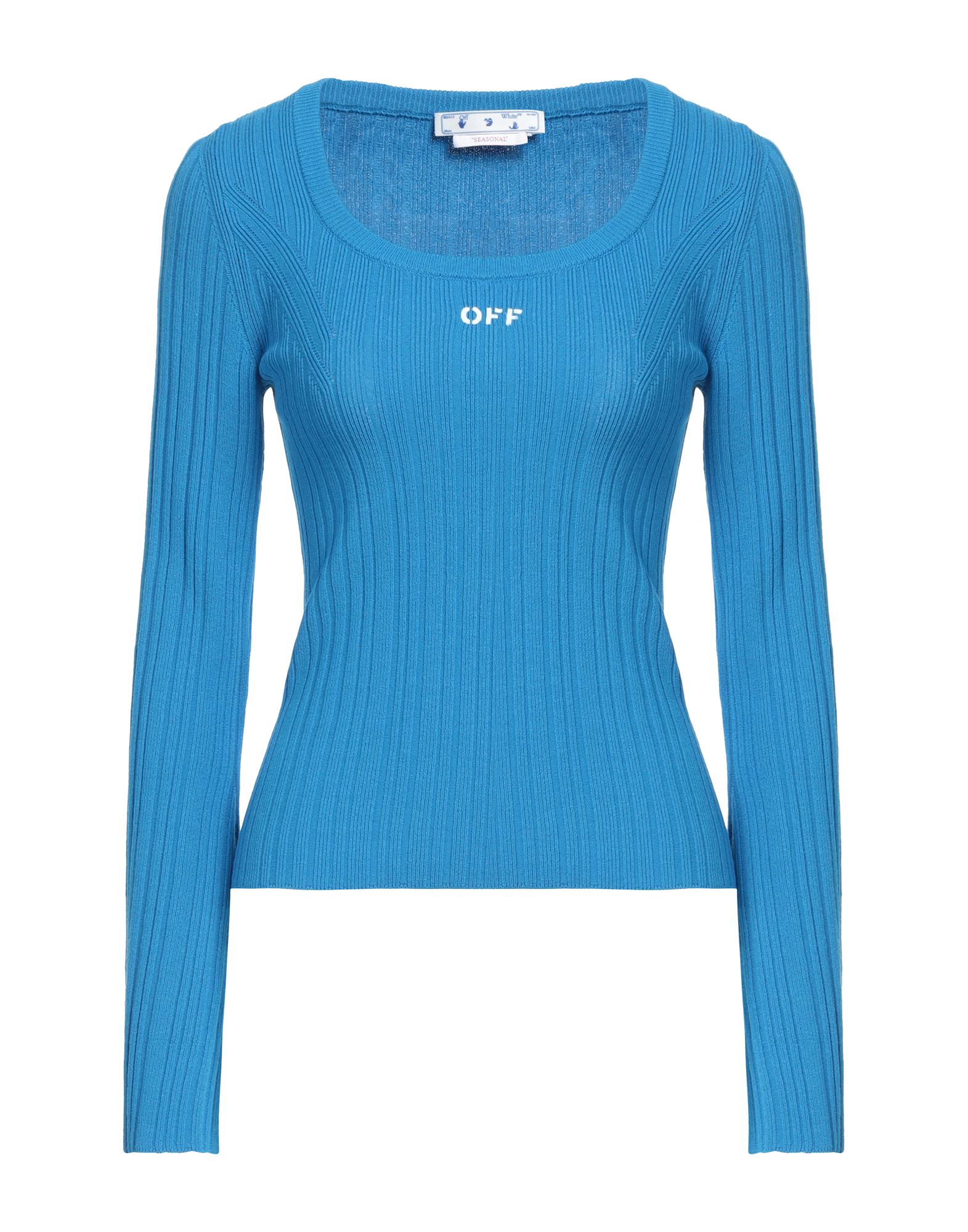 Off-white Woman Sweater Azure Size 8 Viscose, Polyester In Blue