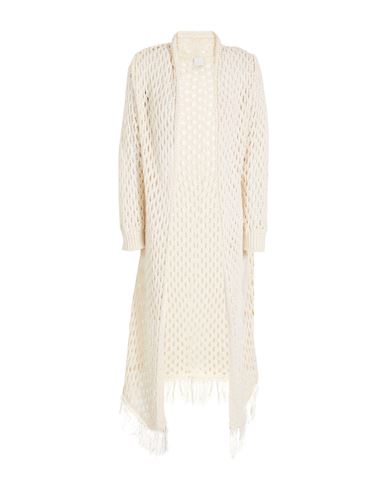 8 By Yoox Open Work Fringed Long Cardigan Woman Cardigan White Size L Polyester, Cotton