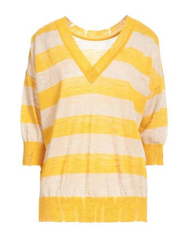 Woman Sweater Ocher Size 8 Linen, Polyester