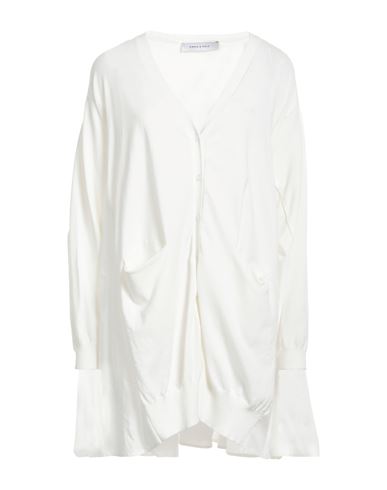 Emma & Gaia Woman Cardigan White Size 6 Cotton, Polyester