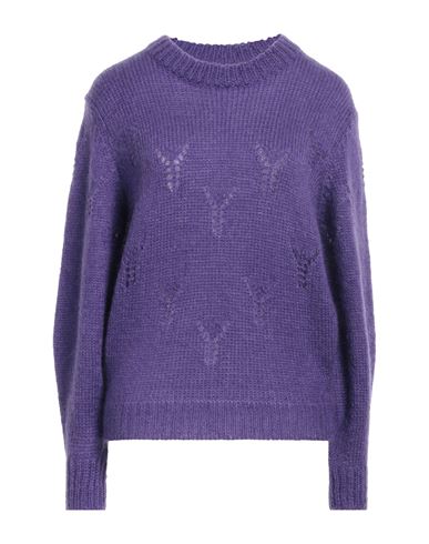 Antonella Rizza Woman Sweater Purple Size L Mohair Wool, Polyamide, Wool