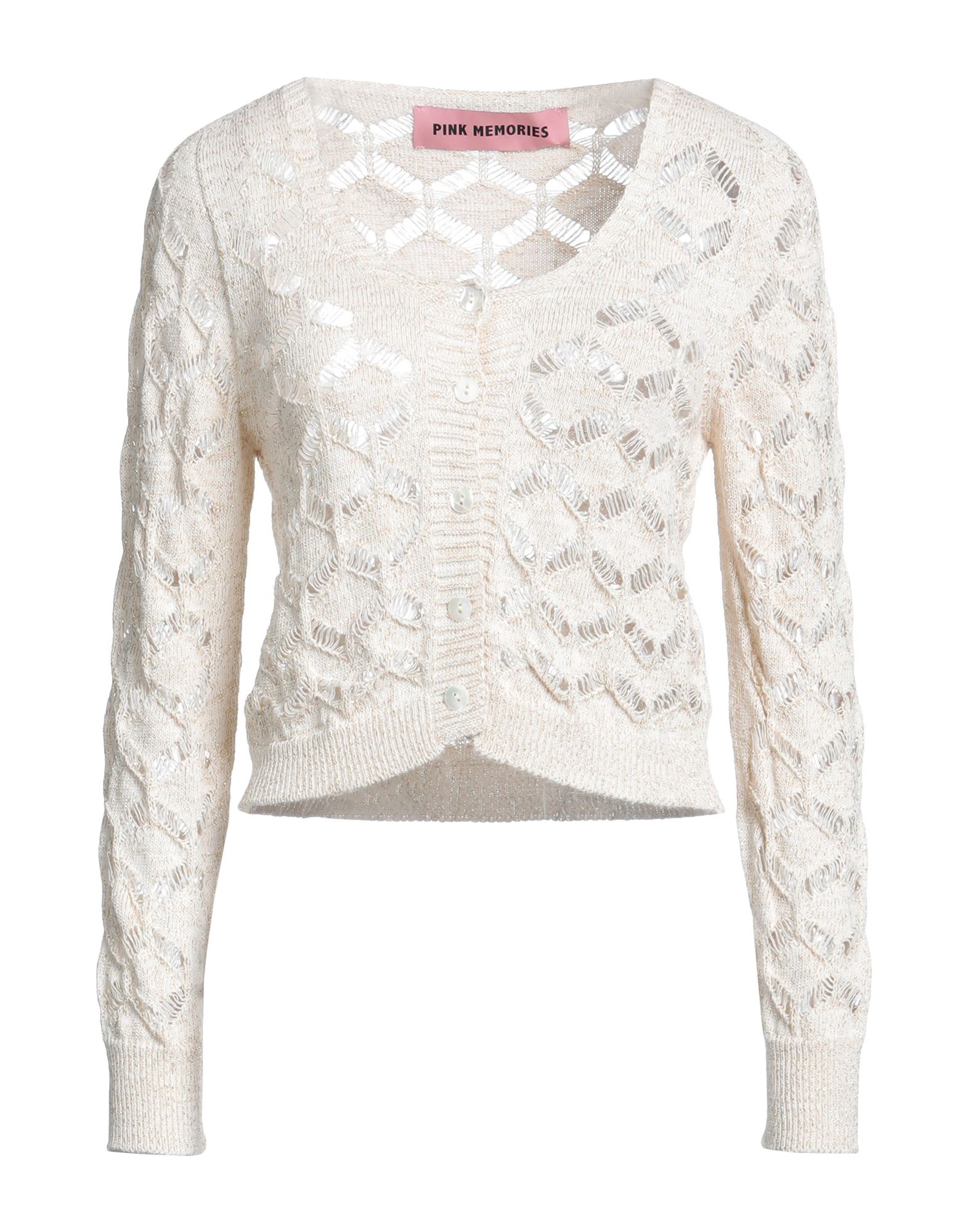 Pink Memories Cardigans In White