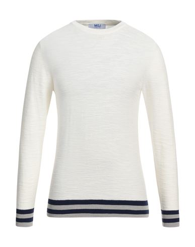 Mqj Man Sweater Ivory Size Xxl Cotton, Acrylic In White