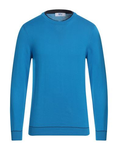 Mqj Man Sweater Azure Size M Cotton In Blue