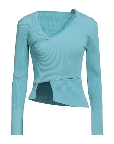Jacquemus Woman Sweater Azure Size 4 Viscose, Polyamide, Linen, Elastane In Blue