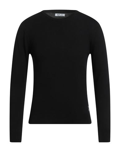 Replay Man Sweater Black Size L Virgin Wool, Polyester, Elastane