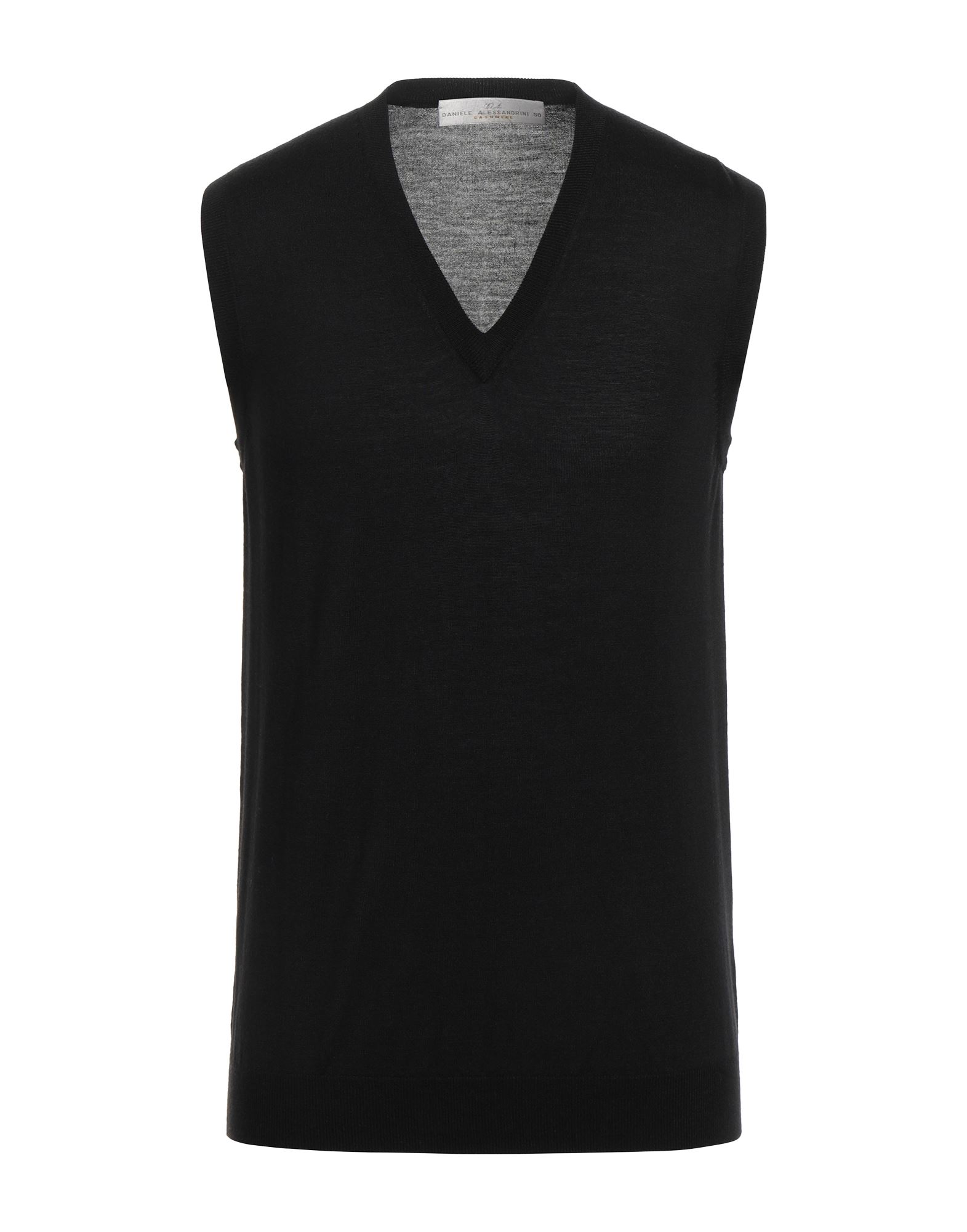 Daniele Alessandrini Man Sweater Black Size 42 Merino Wool, Silk, Cashmere In Black