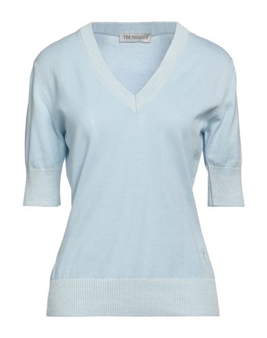 Trussardi Woman Sweater Sky Blue Size S Cotton, Acrylic, Wool