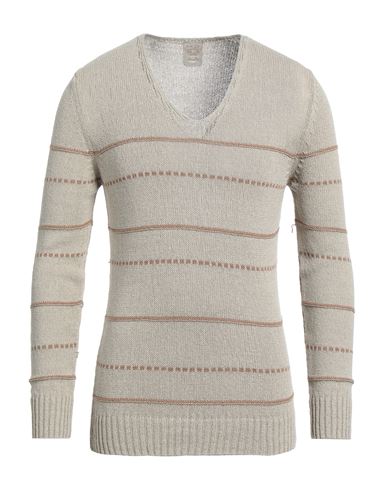 H953 Man Sweater Light Brown Size 44 Bamboo, Linen, Hemp In Beige