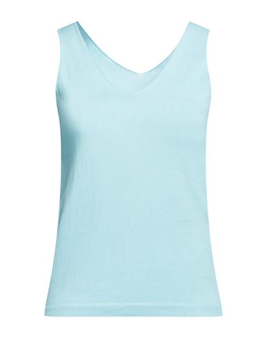 Alpha Studio Woman Sweater Sky Blue Size M Cotton