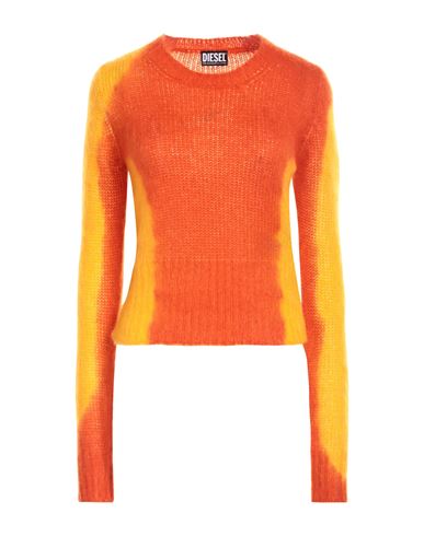 Diesel Woman Sweater Orange Size Xl Mohair Wool, Polyamide, Wool