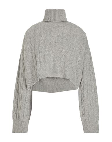 8 By Yoox Cable Knit Cropped Roll-neck Woman Turtleneck Grey Size Xl Lyocell, Recycled Polyamide, Re