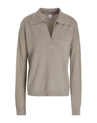 8 By Yoox Knitted Merino Wool Long Sleeves Polo Woman Sweater Dove Grey Size Xl Merino Wool