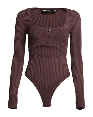 Andreädamo Andreādamo Woman Sweater Cocoa Size L/xl Viscose, Polyester, Polyamide, Elastane In Brown
