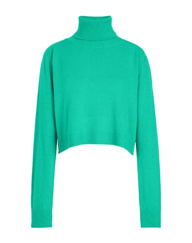 8 By Yoox Knit Cropped Roll-neck Woman Turtleneck Green Size Xl Lyocell, Recycled Polyamide, Recycle