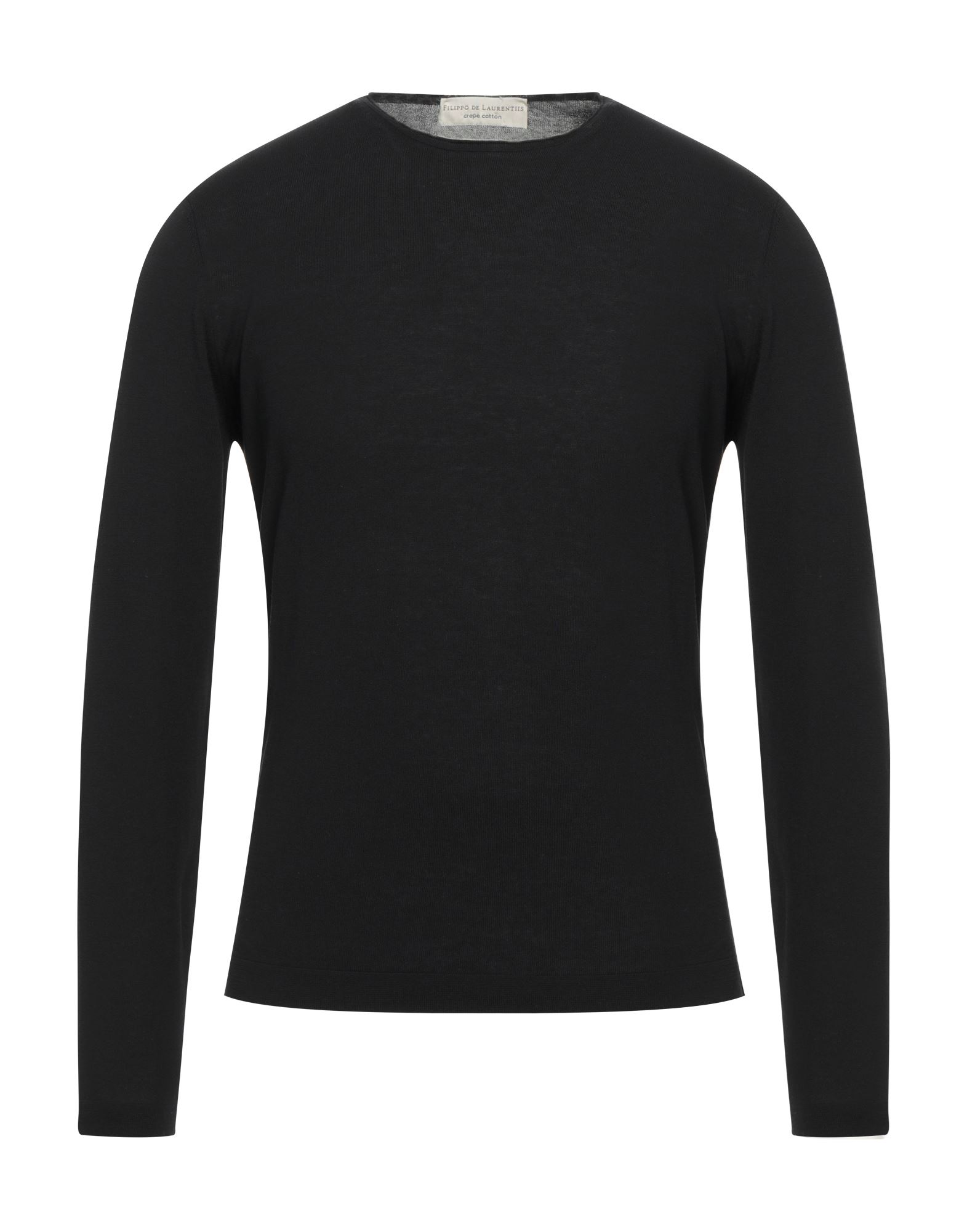 Filippo De Laurentiis Man Sweater Black Size 36 Super 140s Wool, Silk, Cashmere In Black