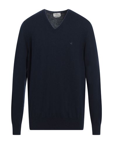 Brooksfield Man Sweater Midnight Blue Size 46 Virgin Wool