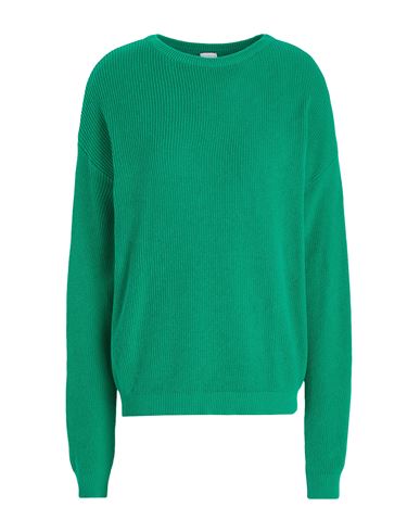 8 BY YOOX 8 BY YOOX KNIT RIBBED COTTON SWEATER WOMAN SWEATER GREEN SIZE XL COTTON, RECYCLED COTTON