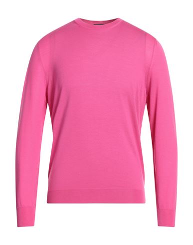 Drumohr Man Sweater Fuchsia Size 46 Merino Wool In Pink