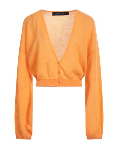 Federica Tosi Woman Cardigan Orange Size 8 Mohair Wool, Alpaca Wool, Polyamide