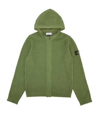 STONE ISLAND TEEN 512A2 RAW COTTON + 80% REGENERATED NYLON AND 20% COTTON Sweater Man Bottle Green EUR 422