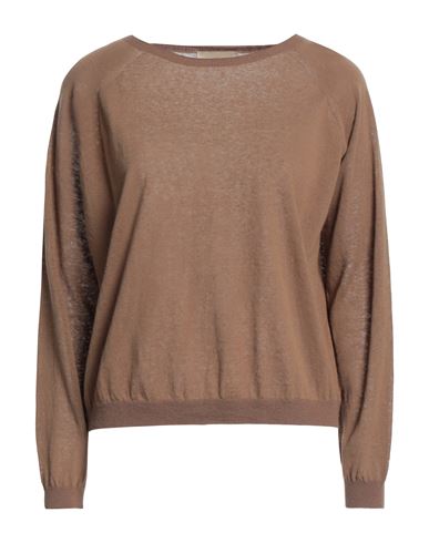 Momoní Woman Sweater Khaki Size S Cotton, Linen, Polyamide In Beige