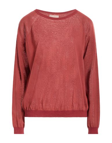 Momoní Woman Sweater Rust Size L Cotton, Linen, Polyamide In Red