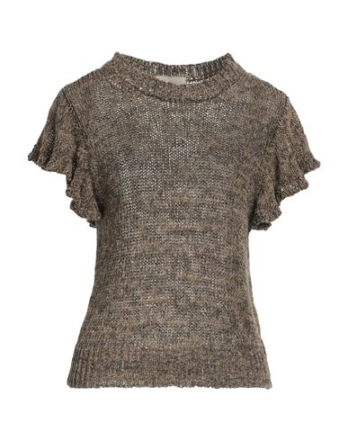 Momoní Woman Sweater Khaki Size M Linen, Cotton, Silk In Beige