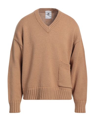Pt Torino Man Sweater Camel Size 38 Virgin Wool In Beige