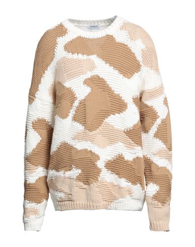 Shop Dondup Man Sweater Camel Size 44 Cotton, Polyamide In Beige
