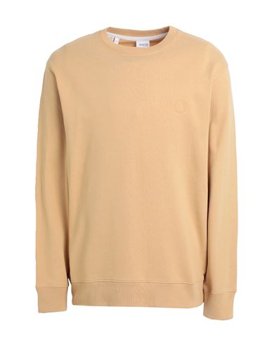 Selected Homme Man Sweatshirt Sand Size M Recycled Cotton, Ecovero Viscose In Beige