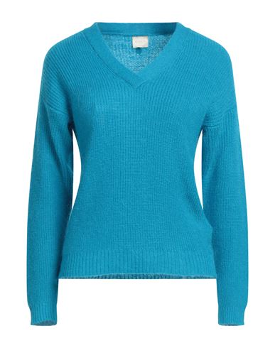 Siste's Woman Sweater Azure Size L Acrylic, Nylon, Mohair Wool In Blue