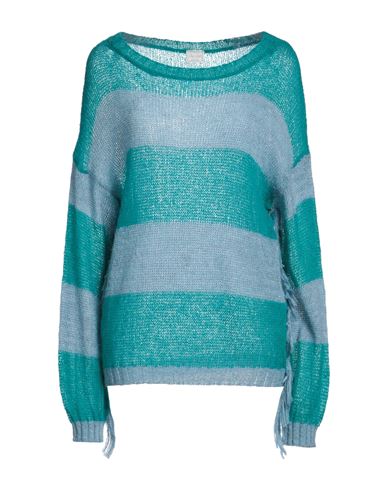 No-nà Woman Sweater Turquoise Size S Acrylic, Nylon, Mohair Wool In Blue