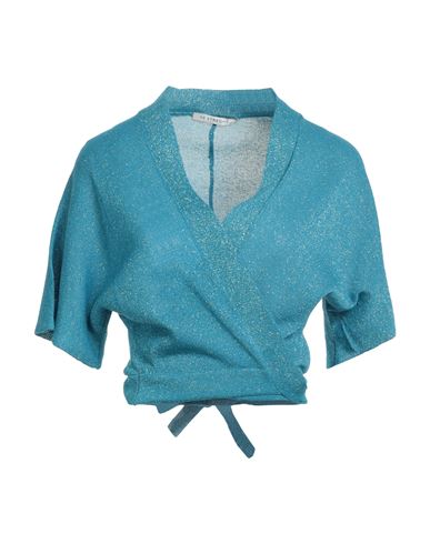 Le Streghe Woman Wrap Cardigans Turquoise Size Onesize Viscose, Lurex, Polyamide, Polyester In Blue