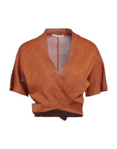 Le Streghe Woman Wrap Cardigans Rust Size Onesize Viscose, Lurex, Polyamide, Polyester In Red