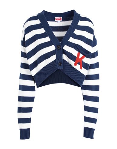 Shop Kenzo Woman Cardigan Navy Blue Size L Organic Cotton