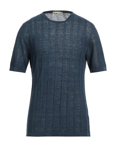 Irish Crone Man Sweater Midnight Blue Size L Linen, Cotton
