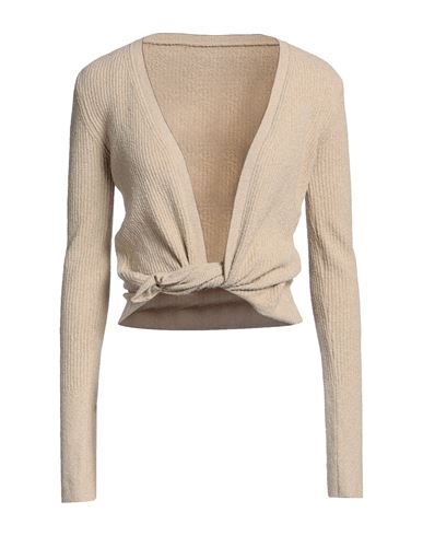 Jacquemus Woman Sweater Sand Size 8 Cotton, Polyamide, Viscose In Beige