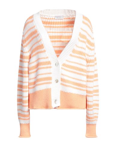 Be You By Geraldine Alasio Woman Cardigan Apricot Size S Cotton, Cashmere In Orange