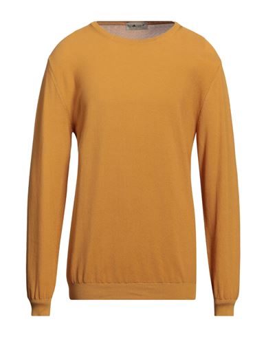 Irish Crone Man Sweater Ocher Size Xxl Cotton In Yellow