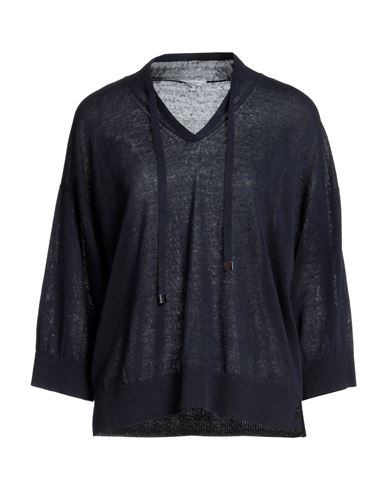 Peserico Woman Sweater Navy Blue Size 10 Linen, Cotton