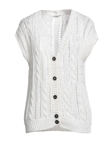 Peserico Woman Cardigan Ivory Size 8 Cotton, Polyester In White