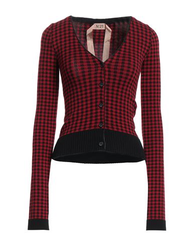 Shop N°21 Woman Cardigan Brick Red Size 4 Wool, Polyester