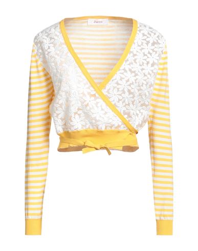 Jucca Woman Wrap Cardigans Yellow Size M Cotton, Polyamide In Yellow