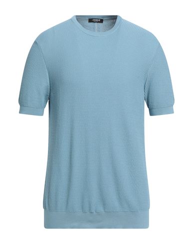 +39 Masq Man Sweater Azure Size L Cotton In Blue