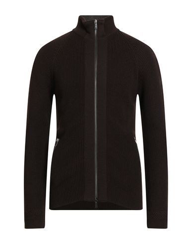 Daniele Fiesoli Man Cardigan Dark Brown Size L Merino Wool, Acrylic