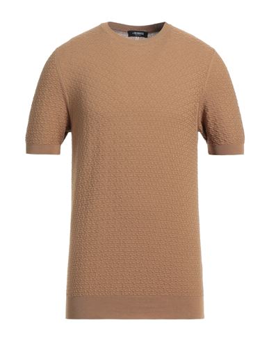 +39 Masq Man Sweater Brown Size Xxl Cotton In Beige