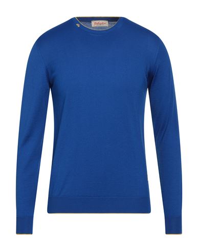 Gabardine Man Sweater Bright Blue Size L Merino Wool, Acrylic
